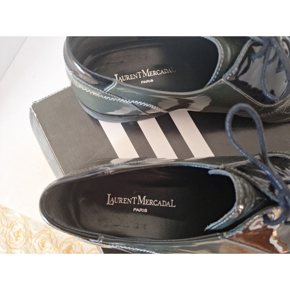 Laurent Mercadal Paris Gray & Black Patent Leather Oxfords Mens EU 44 US 10.5 - Picture 5 of 9